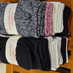 NWT 12 Pair Lucky Brand Ladies' Soft Boot Socks: Black, Red, Grey, Cream, Purple